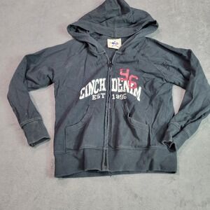 Cinch Hoodie Boys Youth Small Black Graphic Full Zip Raglan Western MT78100001